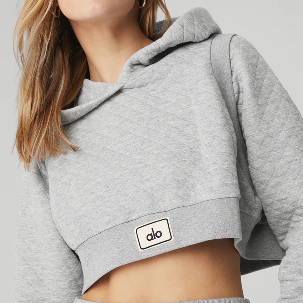 Alo Yoga Quilted Arena Cropped Hoodie